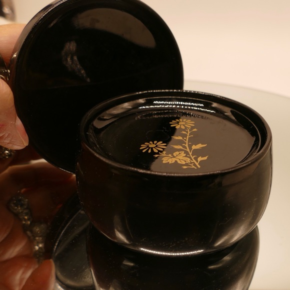 Vintage Japanese 8 piece coaster, lacquered, black and gold luster - Picture 2 of 4